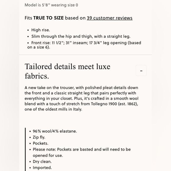 NWT J CREW Portia pant in Italian bi-stretch wool blend in dark navy - Picture 6 of 6